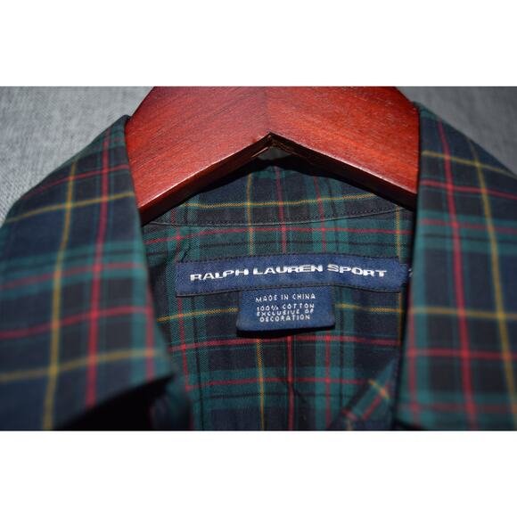 Ralph Lauren Sport Plaid Ruffle Front Button Down Shirt Size S - Picture 4 of 4